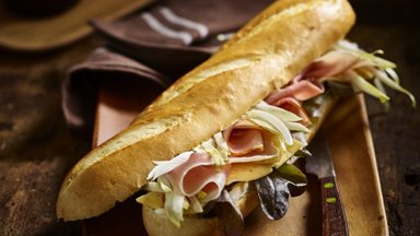 GOLDEN SOFT DEMI BAGUETTE cumin cheese and smoked ham. 