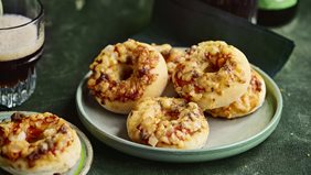 Mini pizza bagel cheeseburger